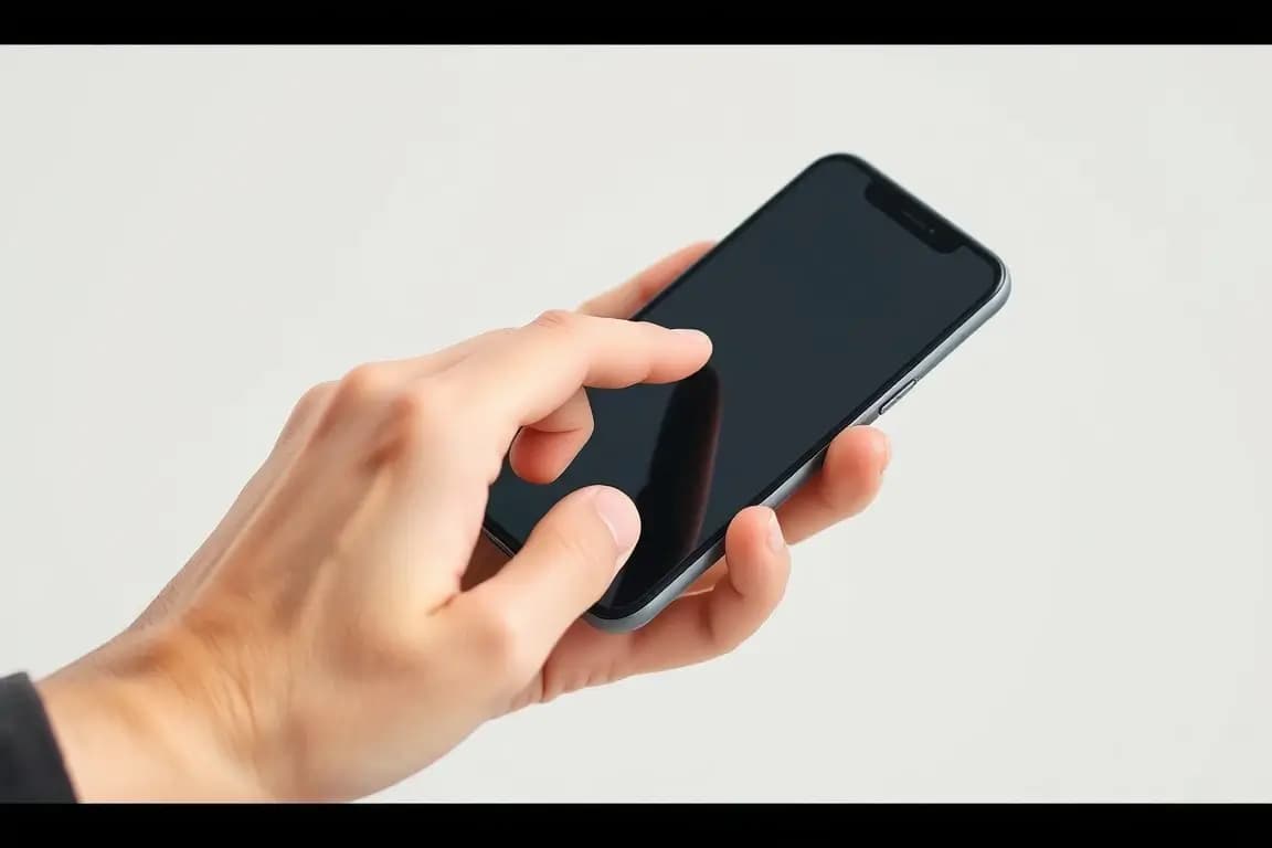 Użytkownik dotyka ekranu smartfona, który nie reaguje. Ilustracja problemu z częściowo niedziałającym panelem dotykowym telefonu.