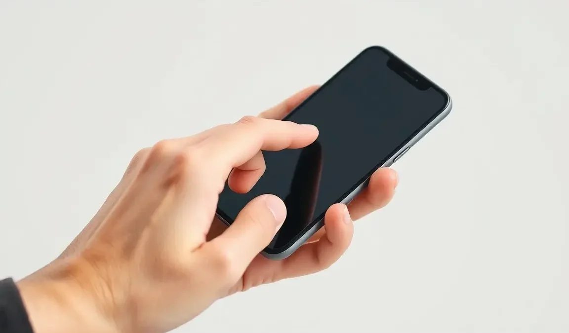 Użytkownik dotyka ekranu smartfona, który nie reaguje. Ilustracja problemu z częściowo niedziałającym panelem dotykowym telefonu.